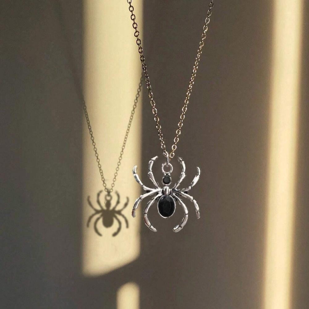 New Geometry Zircon Spider Pendant Necklace Earrings Keychain Trendy Retro Versatile New Gothic Jewelry Gift Wholesale