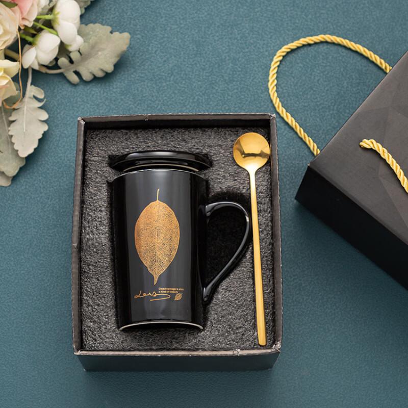 Ceramic Coffee Mug with Lid and Spoon