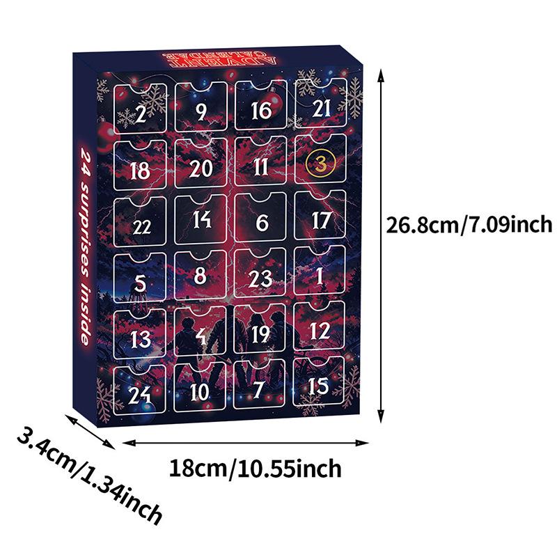 Stranger Things Vánoční adventní kalendář Blind Box Sada závěsných ozdob, 24 dní Akrylová dárková krabička