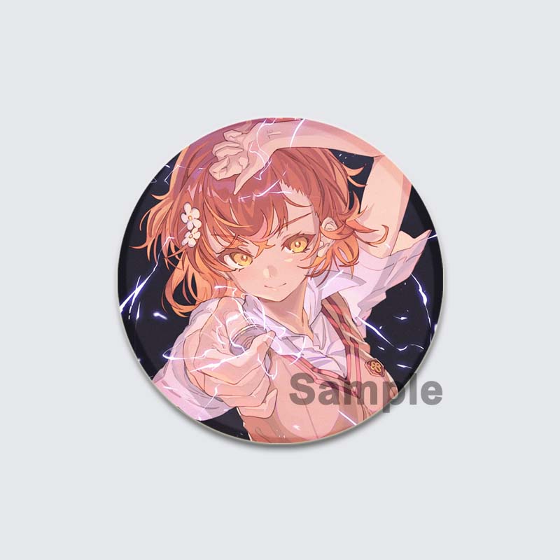 32/44/58mm A Certain Scientific Railgun HD Brooch Anime Badge Cartoon Figure Misaka Mikoto/Wannai Kinuho Round Display Pins Jewelry Gifts