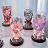 Valentine's Day Soap Flower for Girlfriend Small Gift Glass Cover Couple Doll Rose Bouquet Eternal Flower Ornament