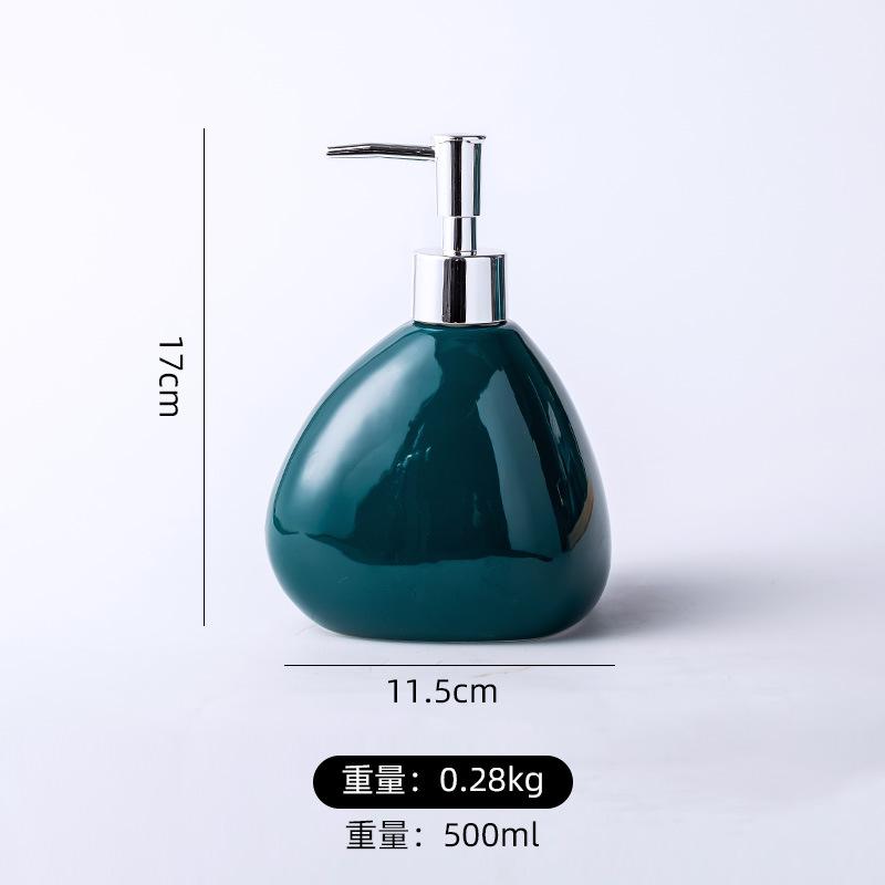European Porcelain Bathroom Accessories Dark Green Ceramic Toothbrush Holder Soap Dispenser Soap Dish Travel Shampoo Bottle Home