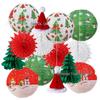 Snowflake Fan & Honeycomb Christmas Tree Paper Lantern Set