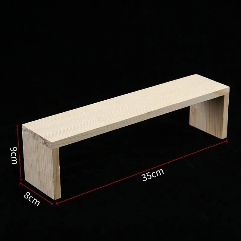 Rectangle Wood Jewelry Display Risers, Wood Shelf Showcase Fixtures Detachable Display Stand For Crafts
