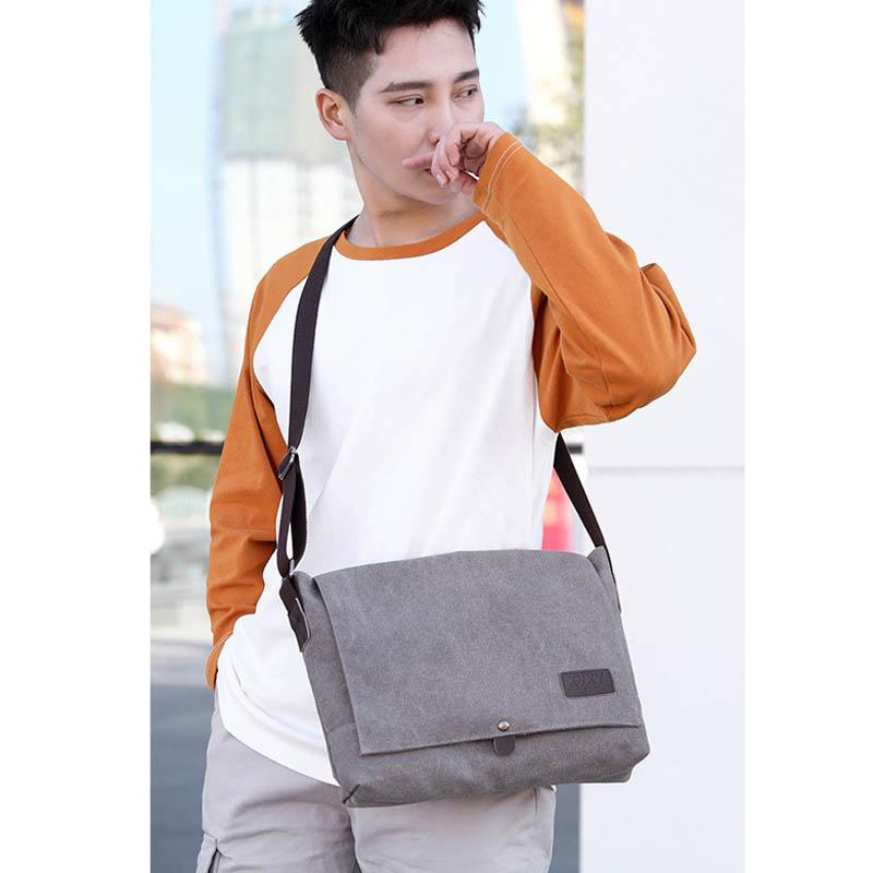 Canvas-Tasche Herren-Umhängetasche Vintage Briefträgertasche Herren-Reisetasche Eine Schultertasche Lässige Aktentasche Gezeiten-Studententasche