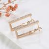 Trend Natural Zircon Long Rectangle Dangle Earrings For Women  Rose Gold Geometry Earrings Fashion Wedding Jewelry