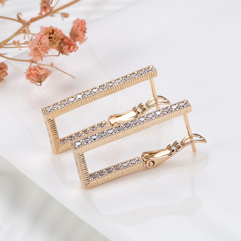 Trend Natural Zircon Long Rectangle Dangle Earrings For Women  Rose Gold Geometry Earrings Fashion Wedding Jewelry