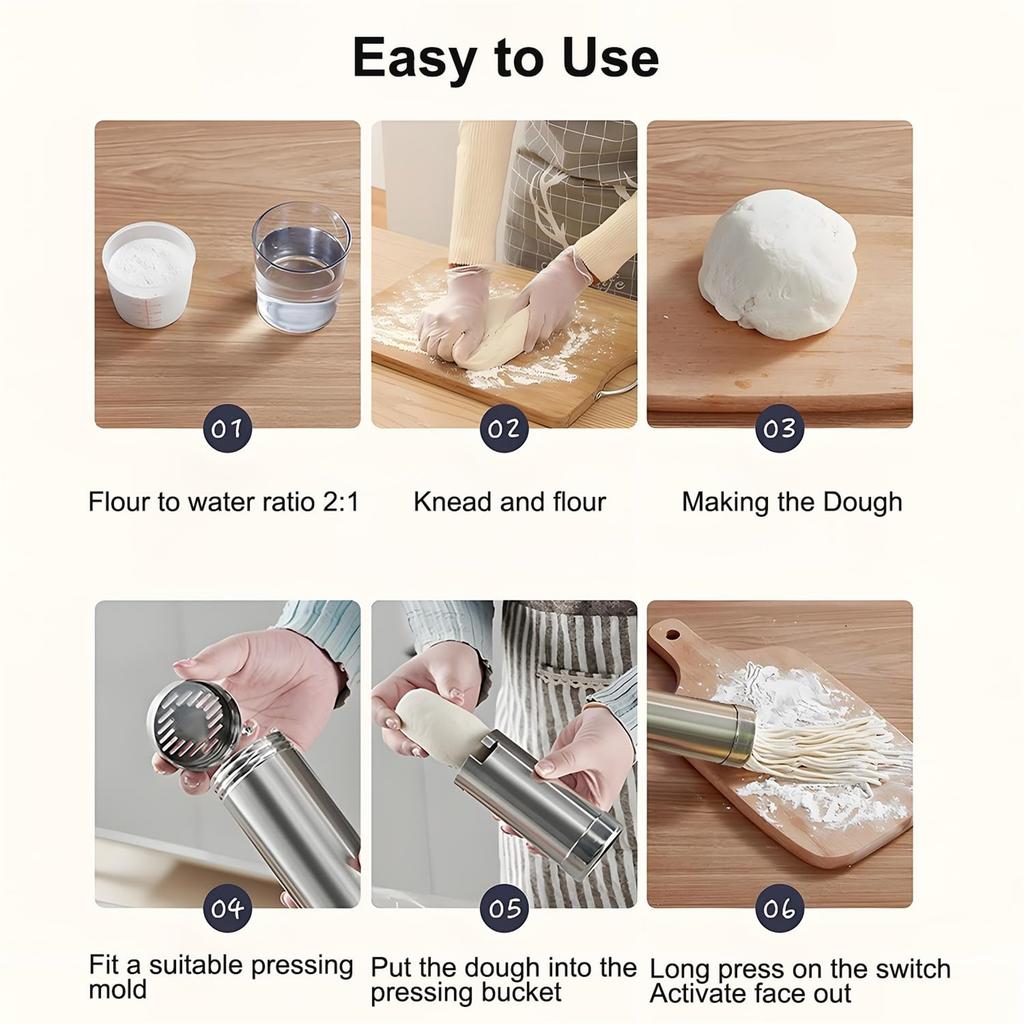 Handheld Electric Pasta Maker, 5-in-1 Cordless Pasta Maker Machine, Portable Noodle Maker With Noodle Molds, Automatic Noodle Press Machine