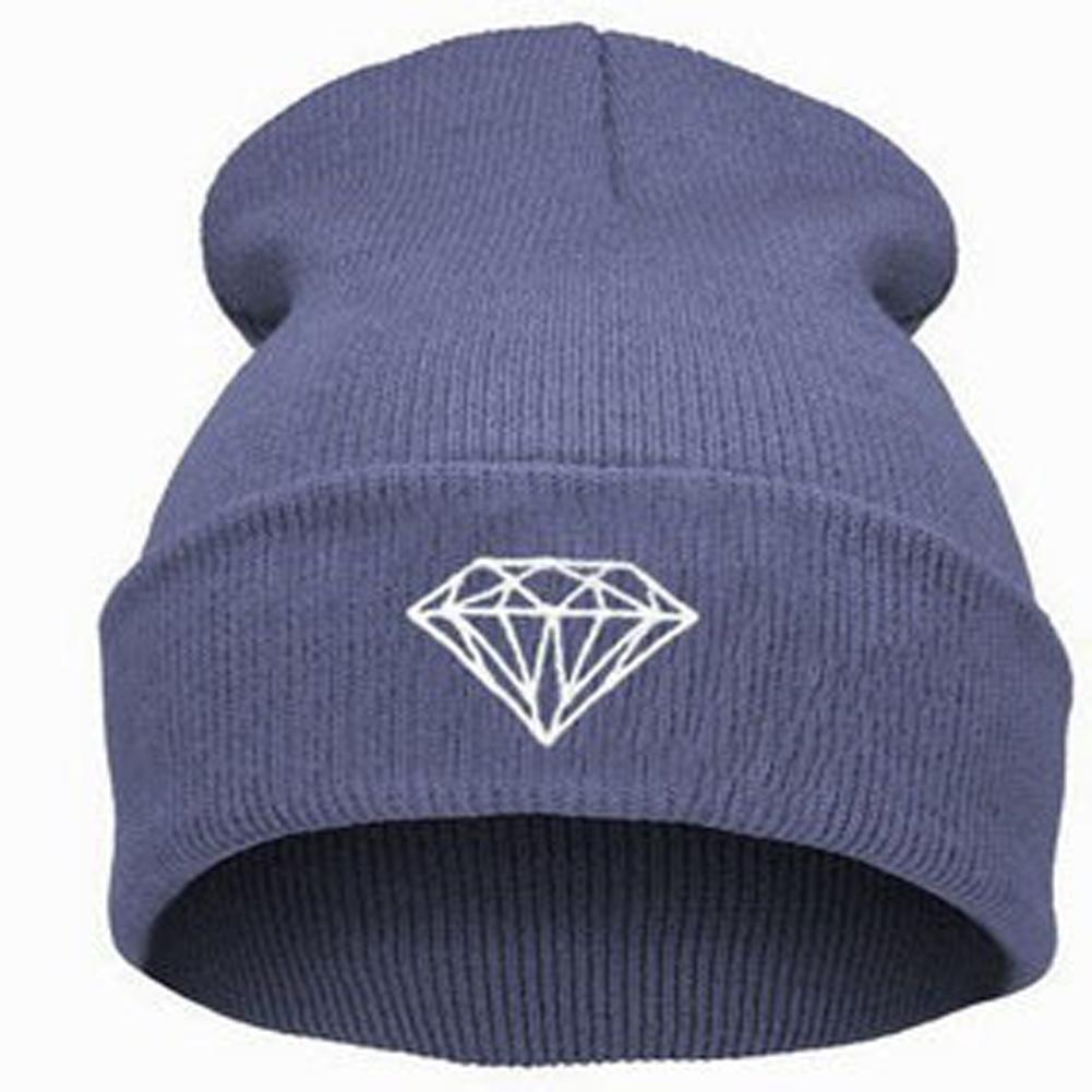 Fashionable Wool Knit Hat with Diamonds Embroidery, Hip-hop Style, Warm and Comfortable for Snowboarding and Running