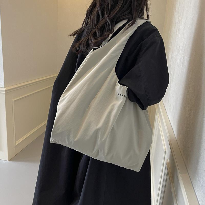 Lazy Wind Canvas Bag Female New Casual Letter Student Class Commuter Bag Large Capacity Tote Bag Female
