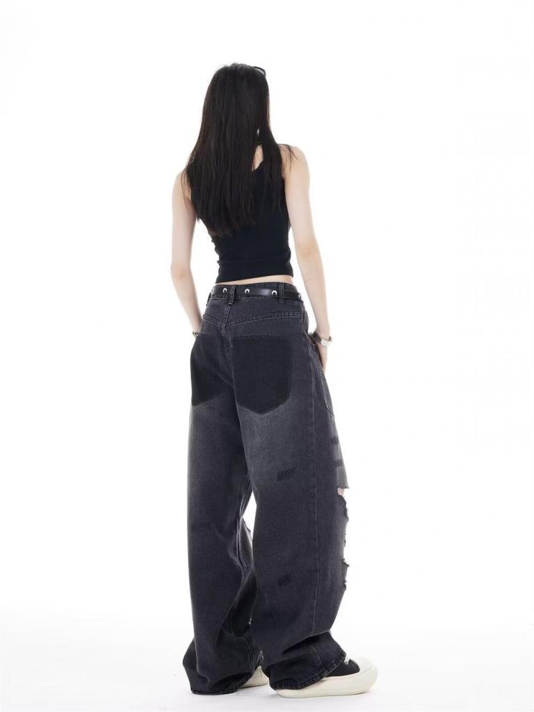 2025 American Retro Autumn Ripped Jeans for Men and Women - Trendy High-End Design with Reversible Wear.