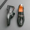 New Platform Men's Green Loafers Slip On All-match Wedding Shoes Patent Leather Shoes for Men Men Pointed Toe Flats Formal Shoes