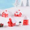 2/4 Stück Weihnachtshaus Schneeszene Dekoration Bonbonrot Kuchenhaus Ornament Kunstharz Handwerk Geschenk