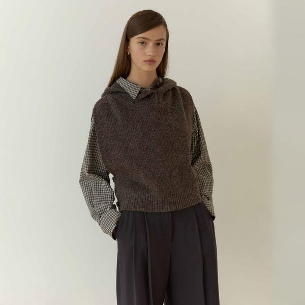 Накидка-жилет вязаная с капюшоном On On Nek5wva29 DARK BROWN/M_02