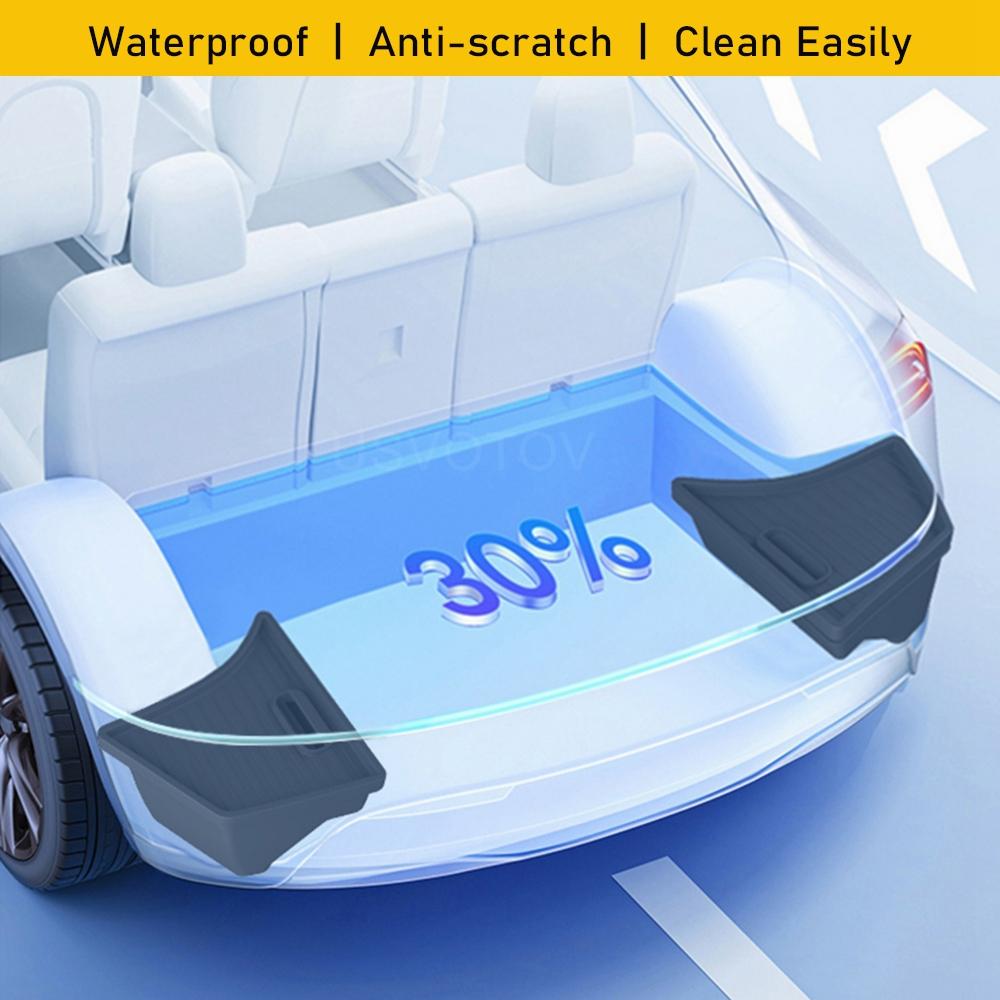 For 2025 2025 Tesla Model 3 Highland Rear Trunk Side Storage Box with Cover Tail Boot Organizer Mat Pad Decoration Accessories