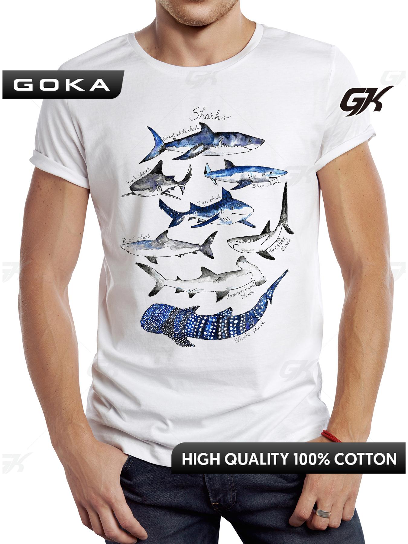 Vintage Whale Sharks Men T Shirt Graphic Ocean Animals Sport Cloth Retro Watercolor Ink Sharks Tops Hipster Tee Unisex Clothes S