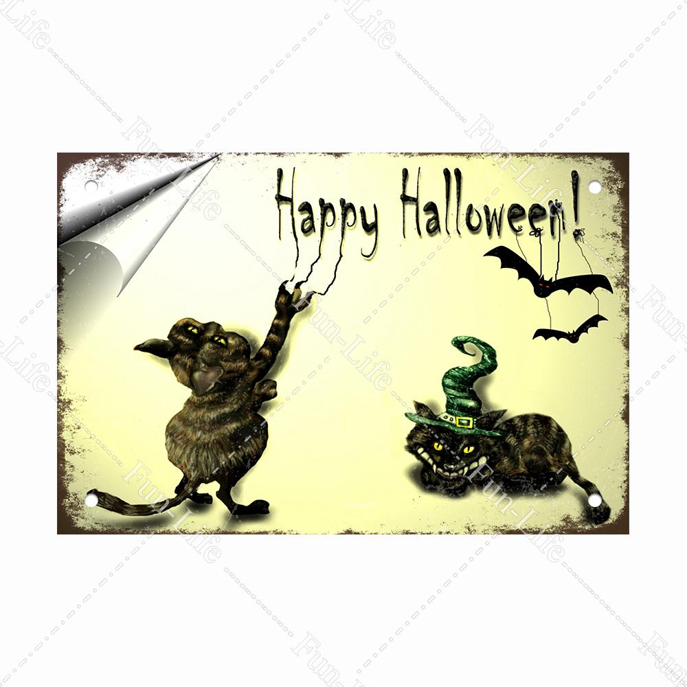 Halloween Shabby Chic Home Bar Festival Vintage Wall Decor Metal Tin Signs Pub Tavern Retro Pumpkin Decorative Plate 20x30cm