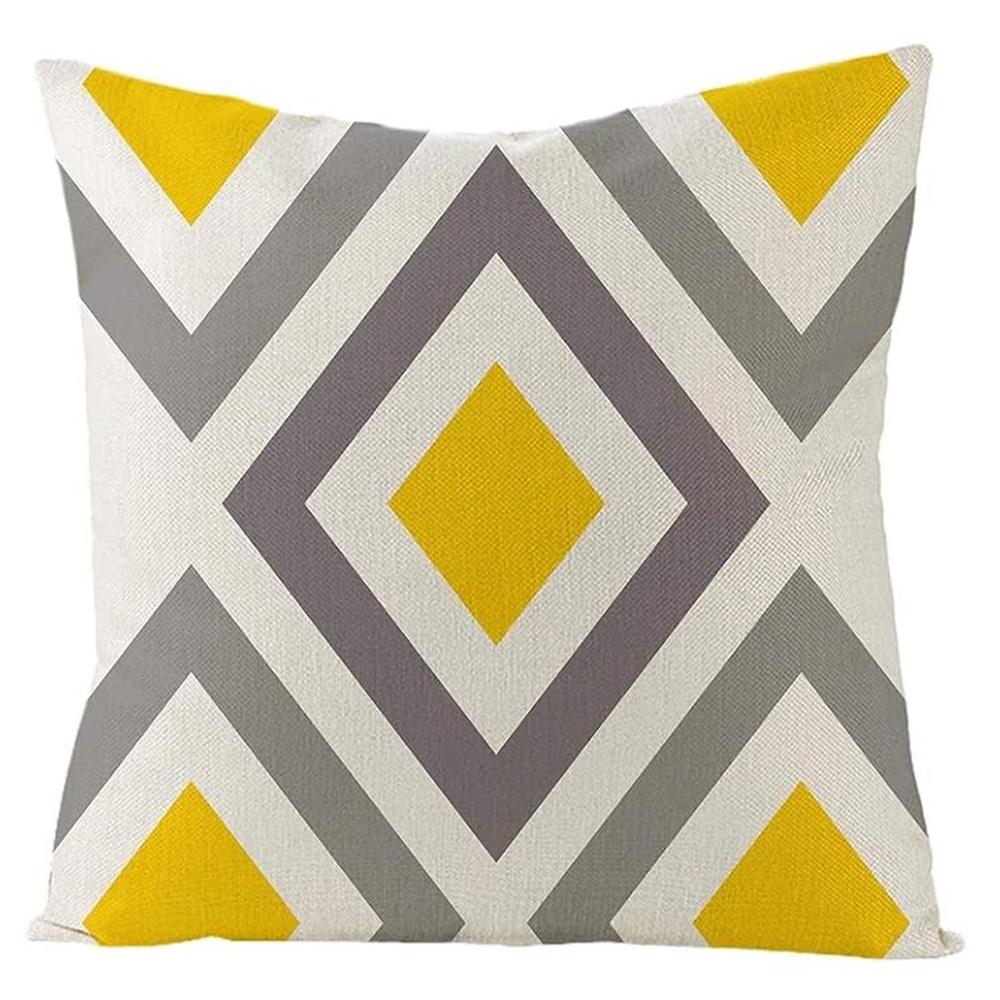 Yellow Geometric Patterned Pillow Covers, Vibrant and Trendy DecorLiving room sofa cushion cover,  bedroom room decoration