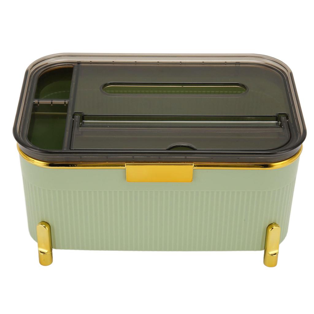 Tissue Box Holder with Storage Raised Bottom Multi Purpose Tissue Box Organizer for Pens Smartphones