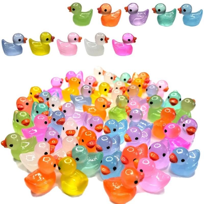 

50/100PCS Luminous Mini Resin Ducks Tiny Glow in The Dark Duck Micro Garden Landscape Potted Plants Decoration Craft Gifts