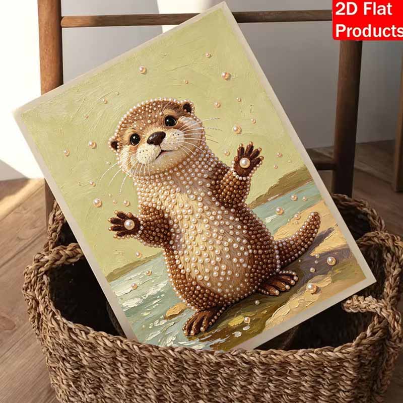 Pearl Painting Kit DIY Cute Otter Animal Wall Art Home Decoration Painting
