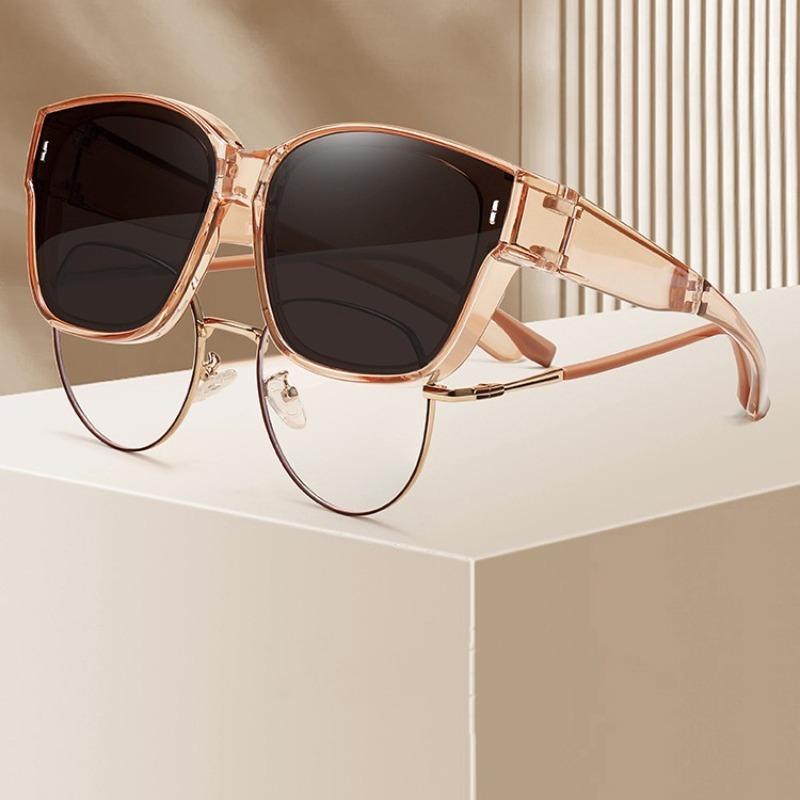 Unpolarisiert Brillenüberzug Fahrsonnenbrille Überbrille Wrap-Around-Sonnenbrille Quadratische Shades Schutzbrille für Herren Damen