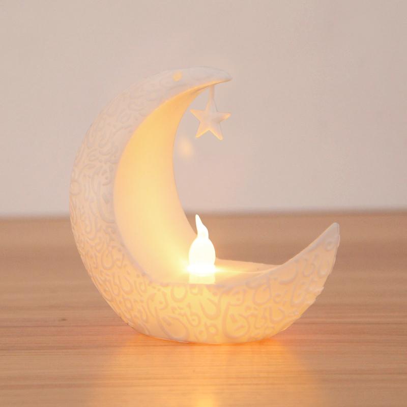 Eid Mubarak LED Candle Light Moon Star Ornaments 2024 Ramadan Kareem Home Decoration Eid Al Adha Gift Festival Party Supplies