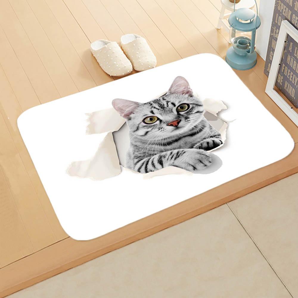 Cute Cat Dog  Pattern New Entrance Floor Mat Bathroom Absorbent Foot Door Mat Horror Skeleton Decoration Nonslip Area Foot Mats