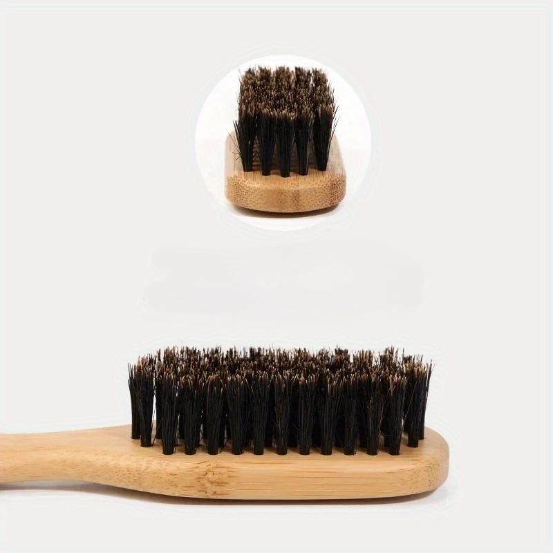 Wood Handle Boar Bristle Cleaning Brush Hairdressing Beard Brush Anti Static Barber Hair Styling Comb Shaving Mustache Tools