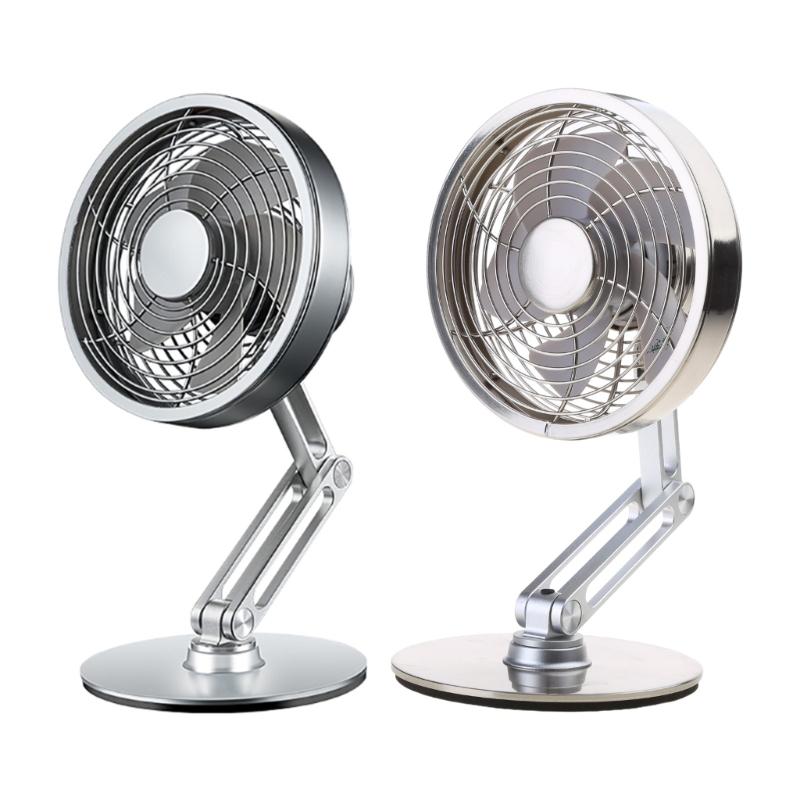 USB Desk Fan 4.6Inch Desktop Fan, Small Metal Cooling Fan 3Speed Adjustable Height Rotatable