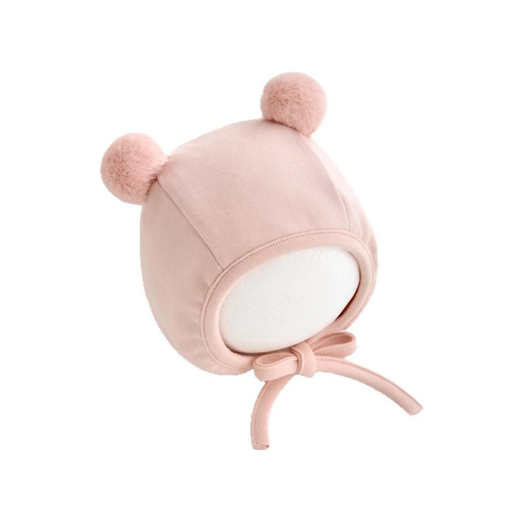 Jingqi Cute Newborn Ear Protection Tie-On Hat for Autumn and Winter.