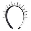 Rebellious Red Faux Leather Headwrap With Silver Spikes Punk Hair Accessories For Teens Adults Festivals