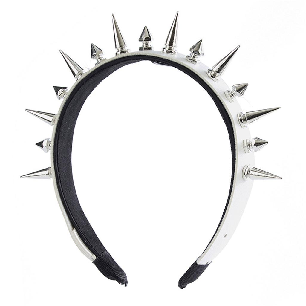 Rebellious Red Faux Leather Headwrap With Silver Spikes Punk Hair Accessories For Teens Adults Festivals
