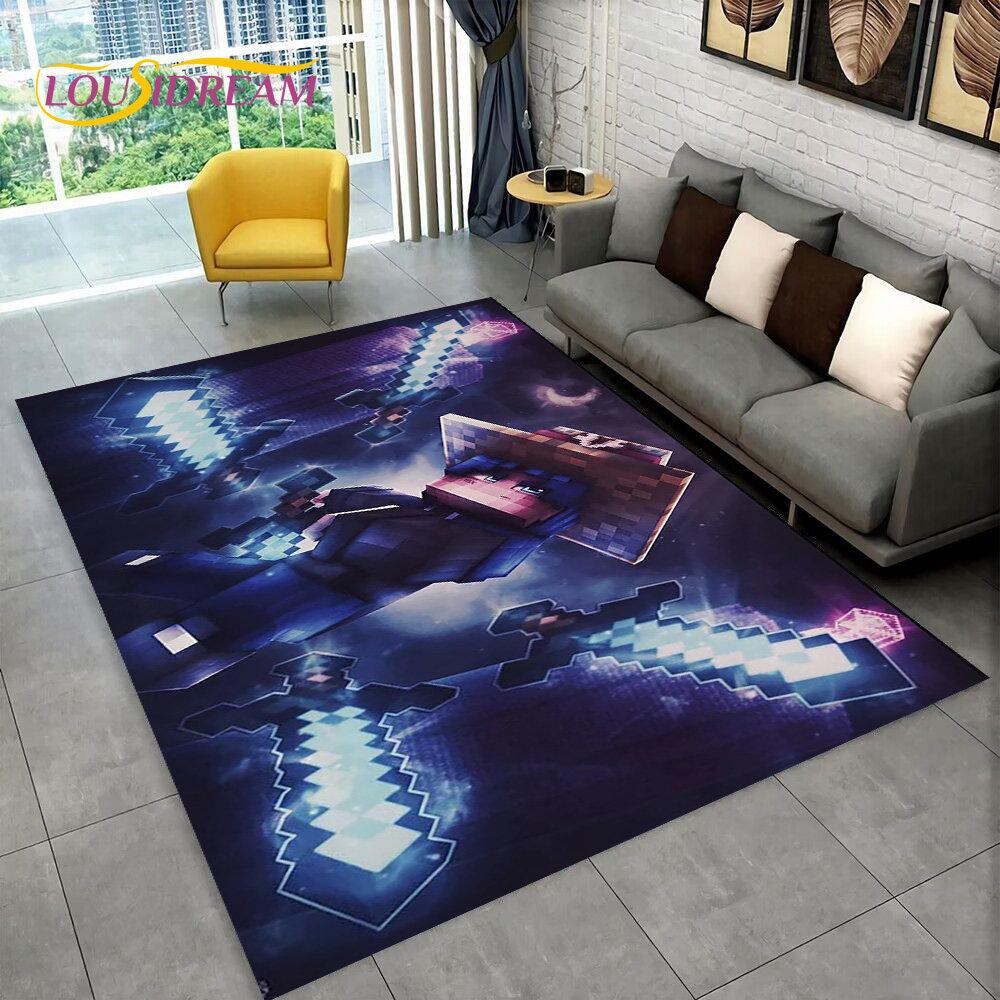 3D MC Sandbox Games Gamer Cartoon Area Rug,Carpet Rug for Living Room Bedroom Sofa Doormat Decoration,kids Non-slip Floor Mat
