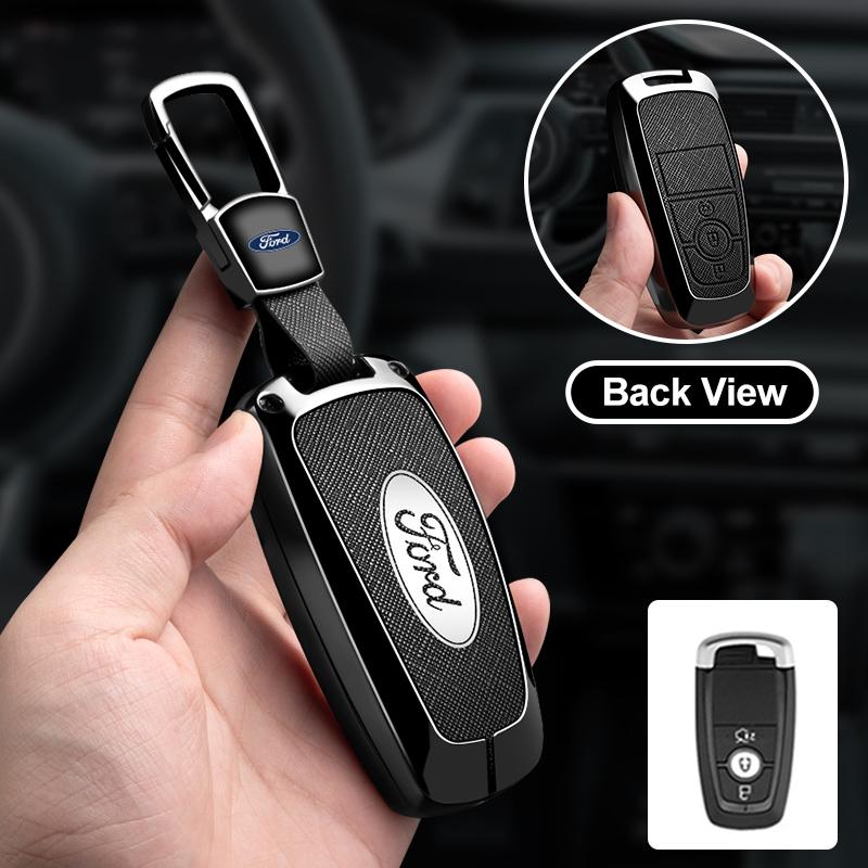 Styling Car Zinc Alloy Leather Remote Key Case For Ford Mustang 2017 Edge F250 2018 Fusion/New Mondeo/Expedition Accessories