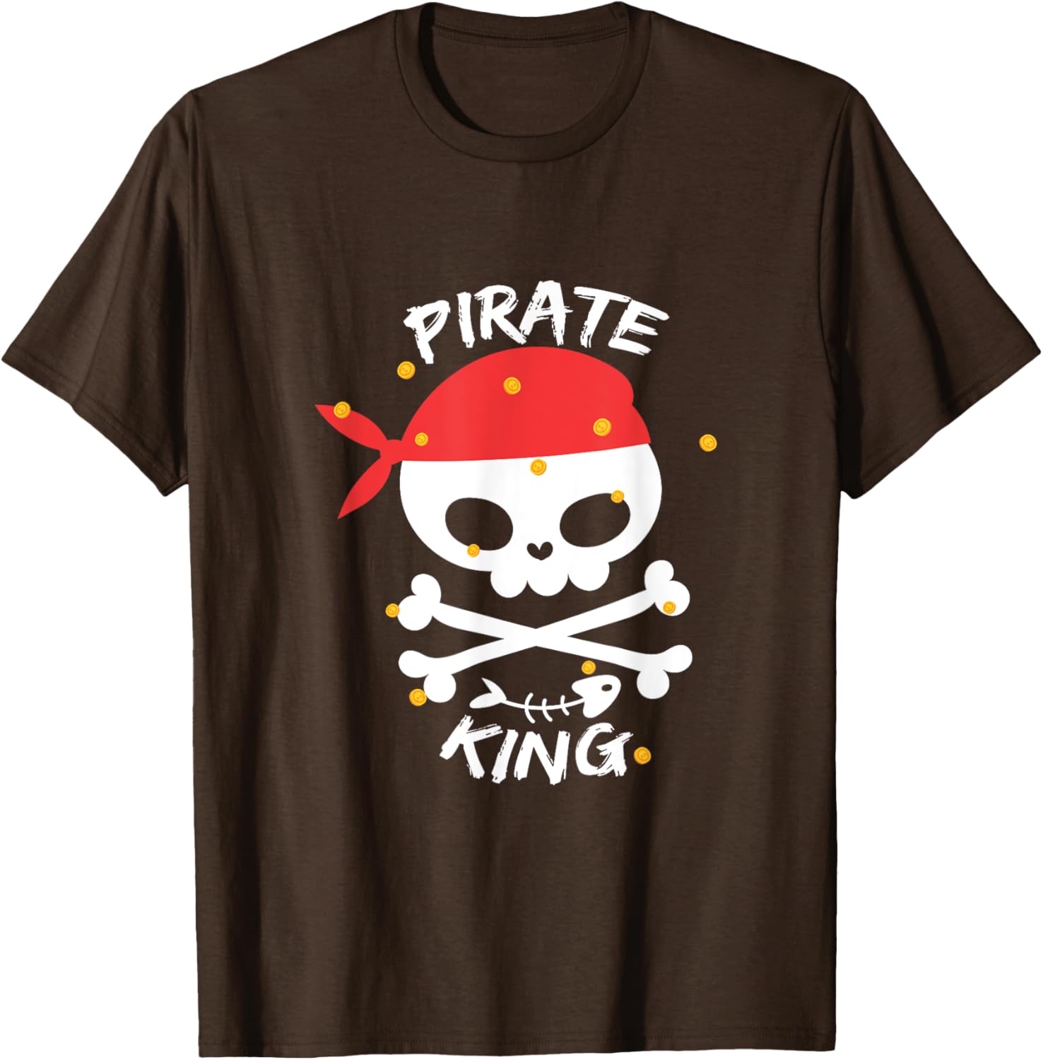 

Pirate King Skull Red Bandana Graphic Tee Soft Cotton Casual Crewneck TShirt for Men 4XL