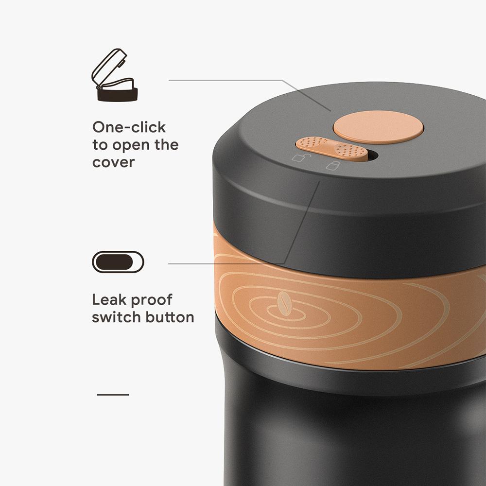 320ML Outdoor Portable French Press Coffee Maker, Stainless Steel Insulated French Press, Automatic Coffee Grounds Separation