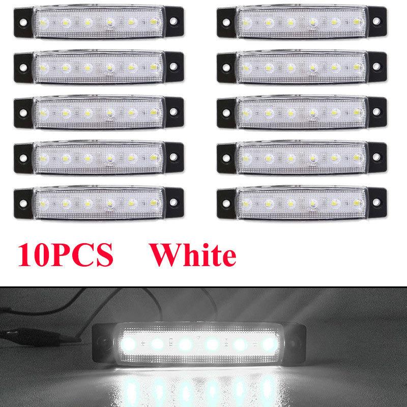 6LED Long Strip Side Light 12vTrailer Truck Side Light 10 Pcs Always On 12V Trailer Truck Side Light Waterproof Truck Light Width Indicator Tail Light