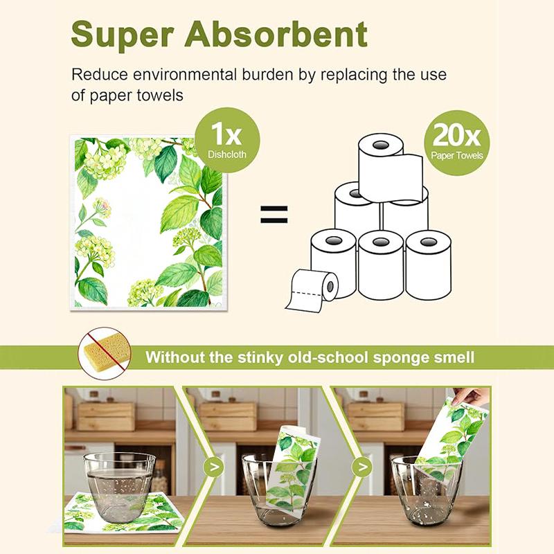 6PCS Cleaning Dishcloths Reusable Kitchen Dish Towels Fresh Watercolor Style Dishcloth Absorbent Lint Free Cloth Washable Duster Rags Tea Towels