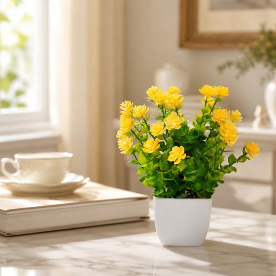 Simulated Potted Plants Mini Eucalyptus And Camellia Buds Potted Plant Maintenance-Free Fake Plants