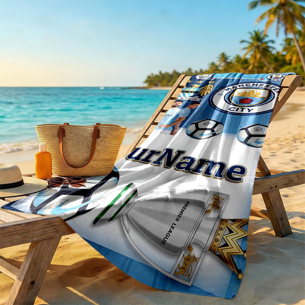 Manchester City Personalized Text Beach Towel Soft Durable Quick-Dry