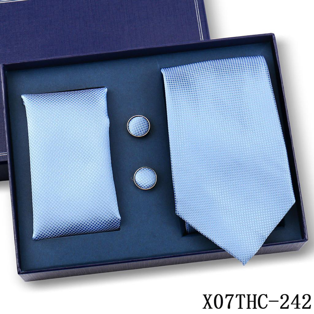 Tie Square Cufflinks 3-Piece Suit Retro Striped Hand Tie High-End Gift Box Set