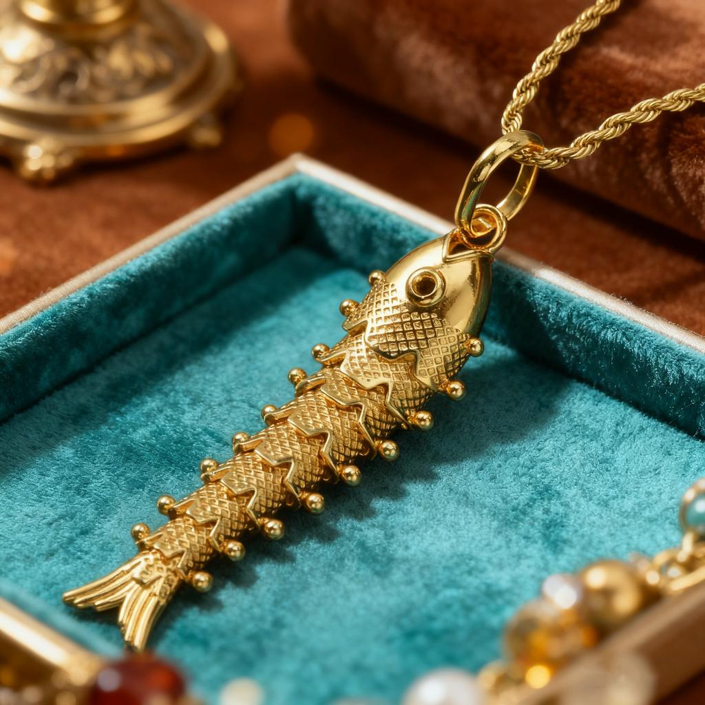 Collar Colgante Pez Dorado Oscilante Cola Móvil Cobre Chapado en Oro Vintage Bohemio Joyería Cultural para Mujeres Regalo