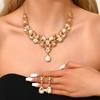 3pcs Fashionable Women's Jewelry Set With Crystal Contrasting Flower Necklace Earrings And Evening Dress Accessories