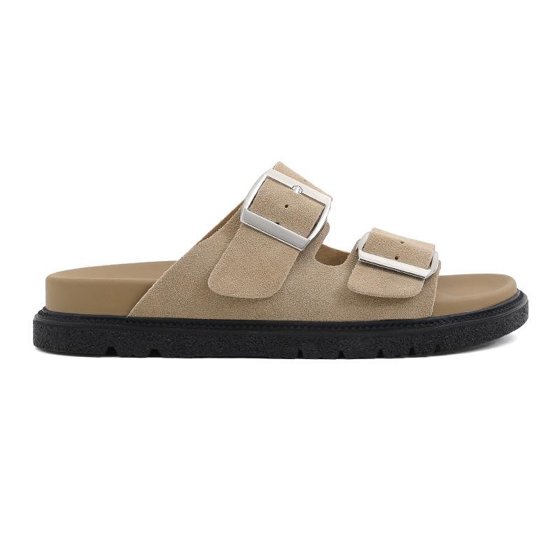 

Classic version~ Home shoes outer shoes retro double buckle slippers summer versatile soft-soled cool slippers women s outer shoes 40 хаки