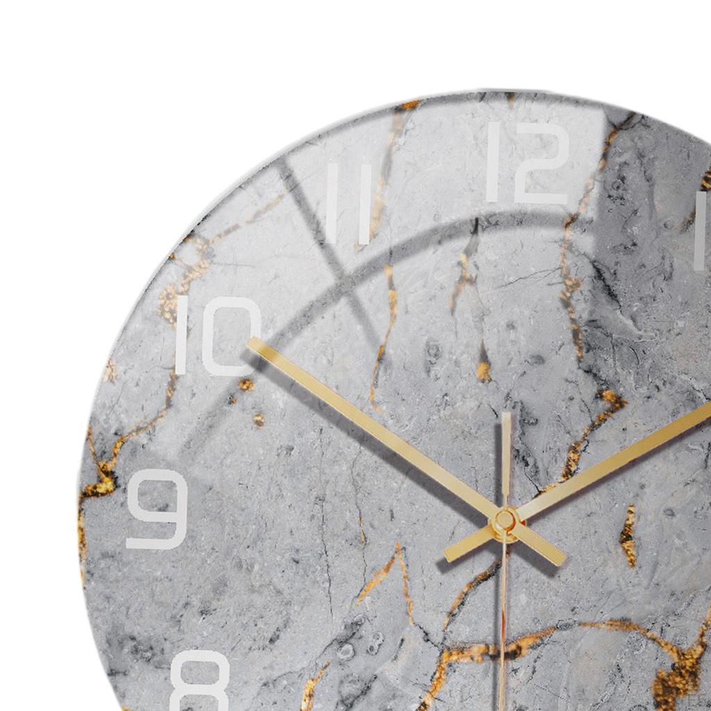 Clock Non Ticking, Marble Texture Round Frameless Wall Clocks Decorative for Home kitchen Room