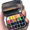 12/24Grids Empty Watercolor Paint Dispenser Iron Box Portable Nail Color Palette Nail Polish Glue Tin Storage Box