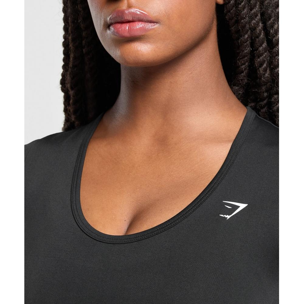 Gymshark Alltag Nahtloses Enganliegendes Rundhals-T-Shirt Schwarz B3b1o Bb2j