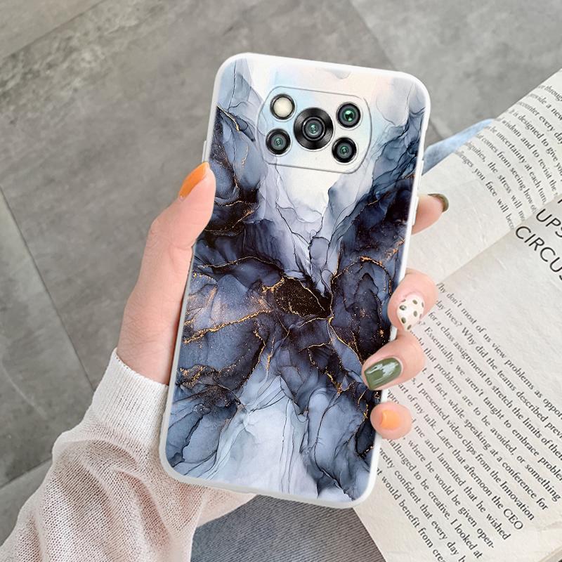 Poco X3 Pro Pocox3 NFC Case Luxury Glitter Gold Foil Ocean Marble Silicone Soft Phone Cover For Xiaomi Poco X3 X5 X6 Pro Shell