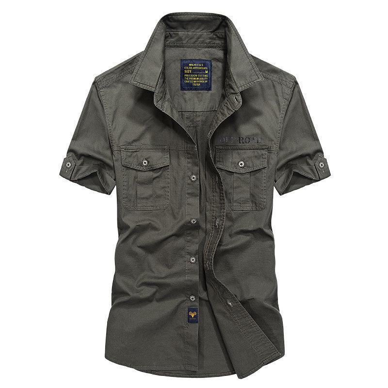 

Summer Cotton Men s Short-sleeved Shirt Casual Men s Shirt Half-sleeved Shirt XXXXXL зелений